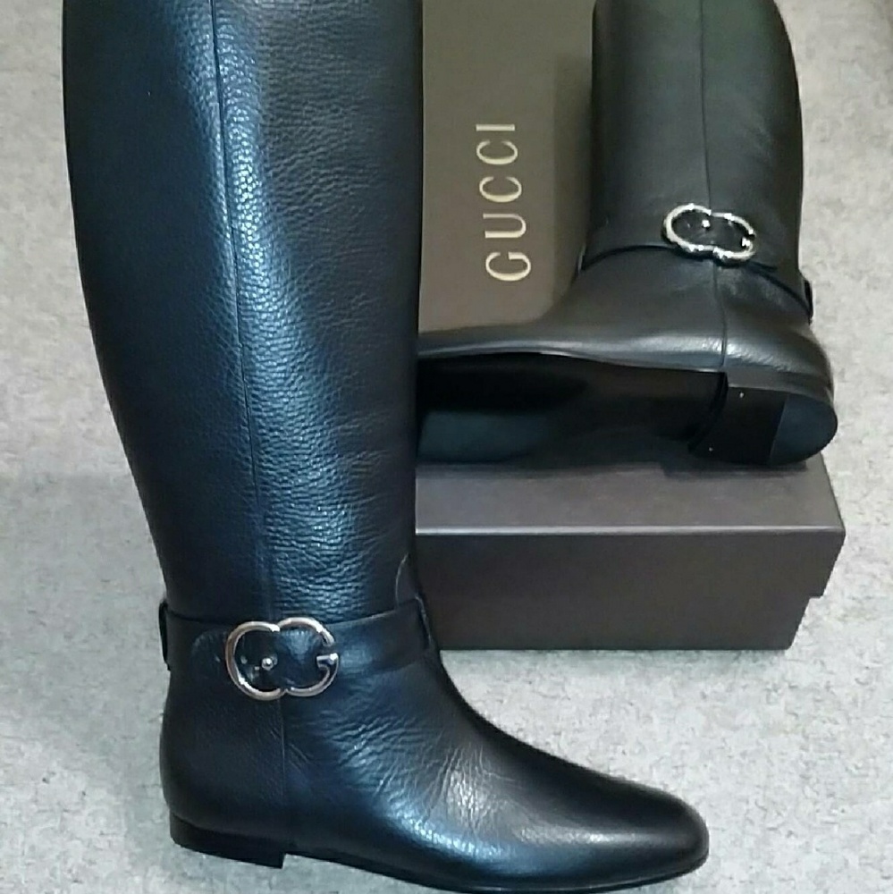 Gucci Black Leather Riding Boot -Women Size 7.5.
